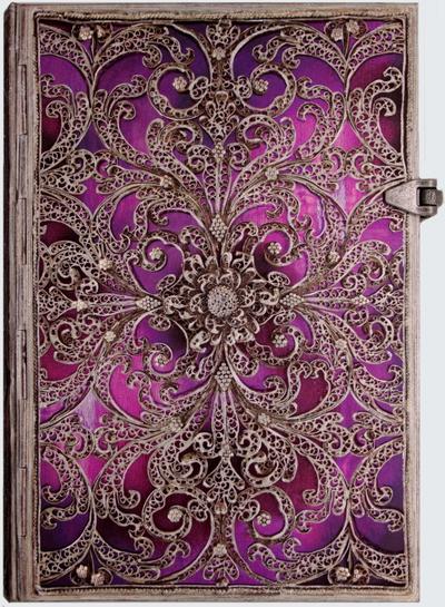 Journal diary Paperblanks - Silver Filigree Collection : Aubergine - MIDI