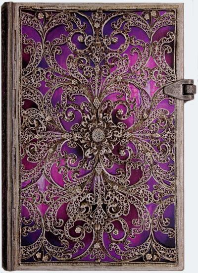 Journal diary Paperblanks - Silver Filigree Collection : Aubergine - MINI