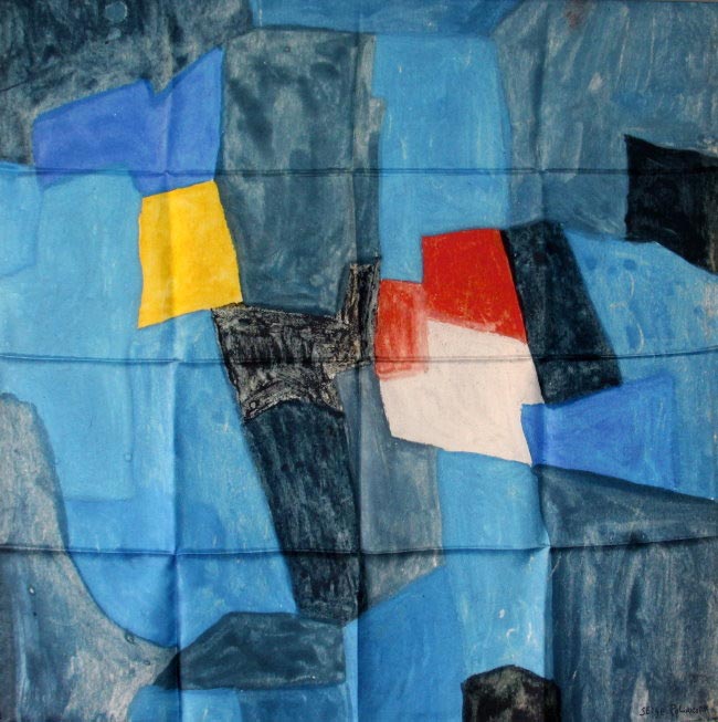 Carré de soie Poliakoff - Bleu, 1965 (déplié)