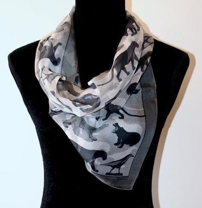 Jean Pompon Square scarf - Les animaux (grey)
