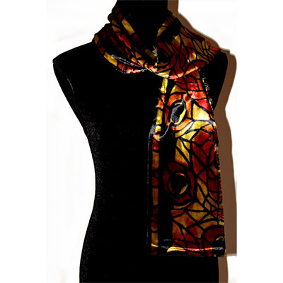 Silk velvet scarf - Tiffany - Paon (Agrumes)