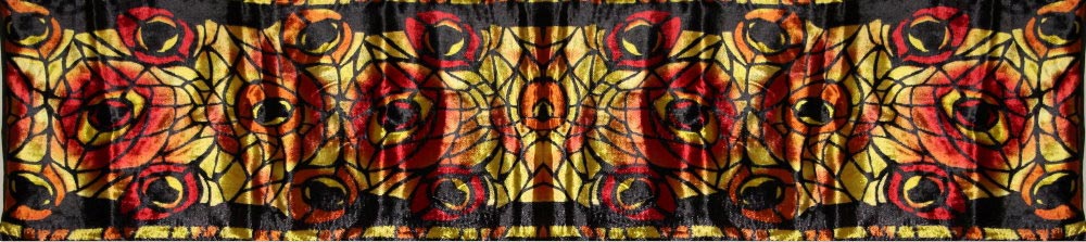Silk velvet scarf - Tiffany - Paon (Agrumes) (unfolded)