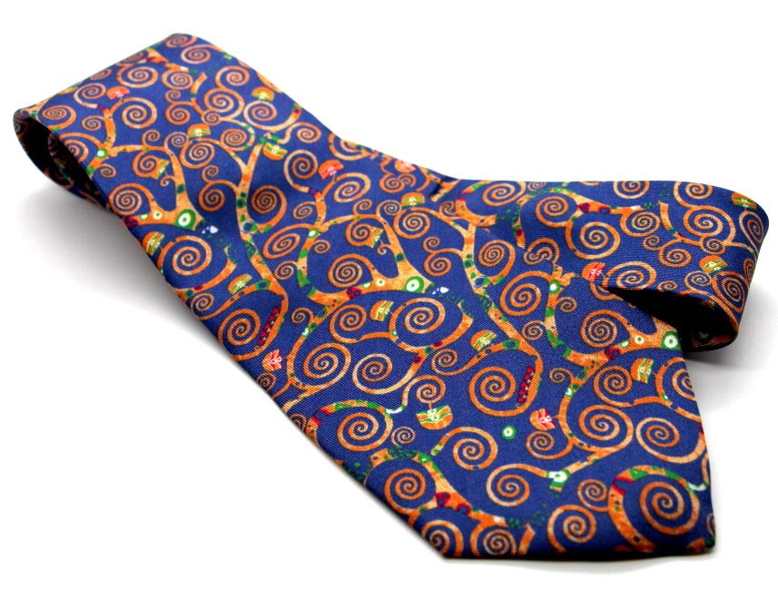 Cravatta Klimt - L'albero di vita (blu)