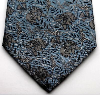 Cravate Dufy - Tigres et Eléphants (bleu)