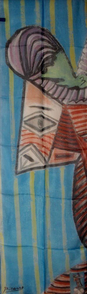 Foulard Picasso - Buste de femme au chapeau rayé (déplié)