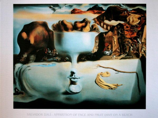 Salvador Dali Art Print - Apparition of a Face and Fruit Dish on a Beach
