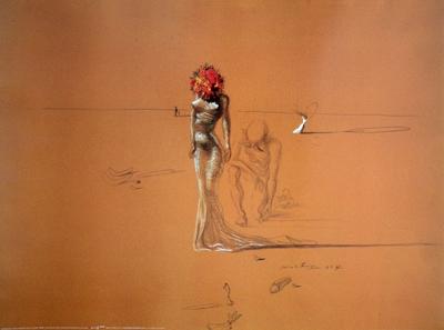 Affiche Salvador Dali - Femme à la tête de fleurs