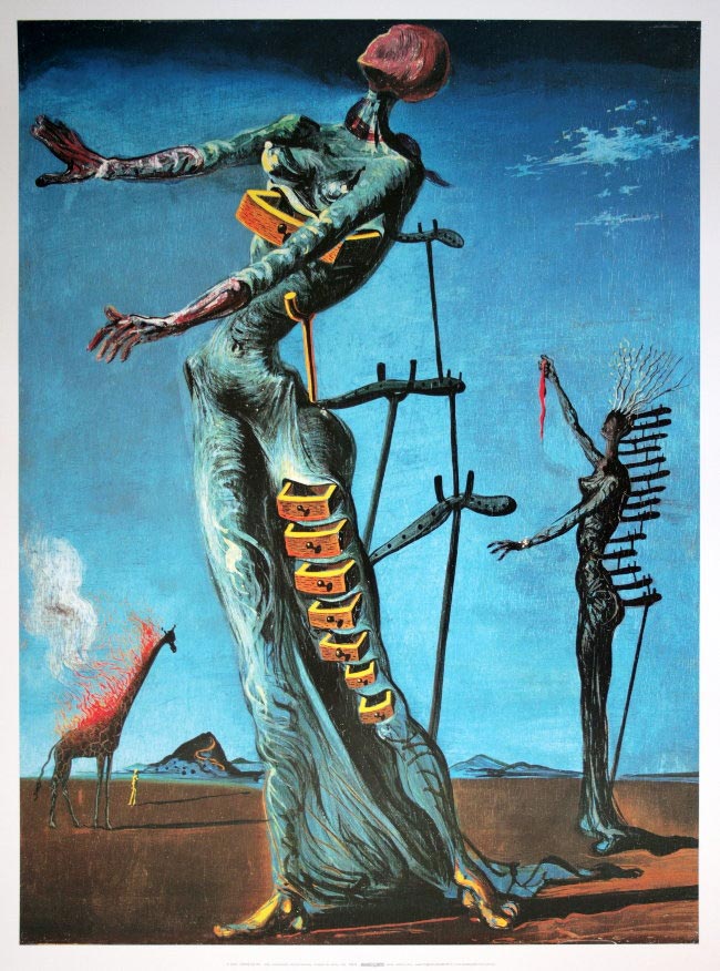 Art Print Dali - Giraffe on Fire - 80 x 60 cm