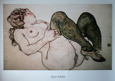 Lámina Egon Schiele - Desnudo con medias verdes