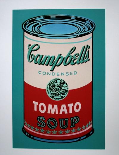 Affiche Andy Warhol - Soupe Campbell (rose et rouge)