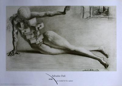 Affiche Salvador Dali - La ville des tiroirs