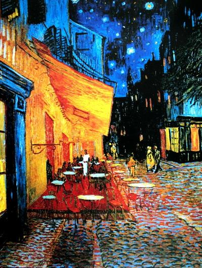 Affiche Van Gogh - Terrasse de café la nuit sur la place du Forum à Arles