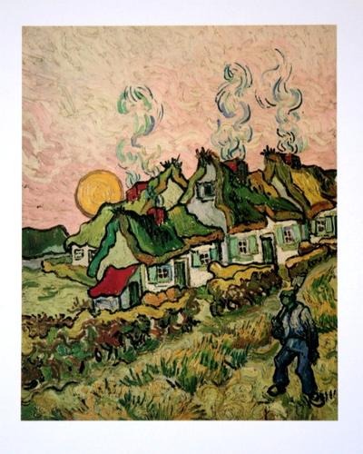 Lámina Van Gogh - Casas y personaje