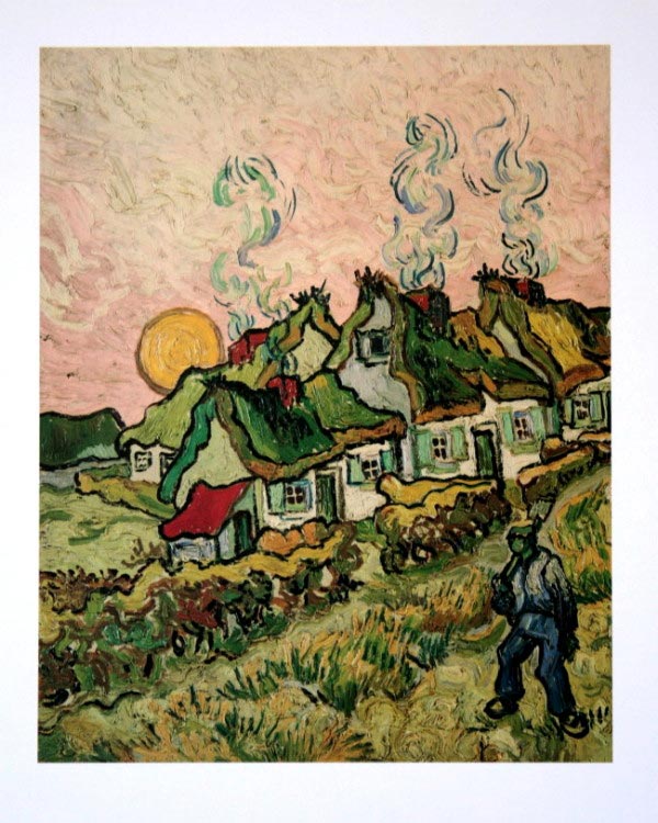 Vincent Van Gogh Art Print - Houses and figure