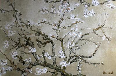 Affiche Van Gogh - Branche d'amandier en fleur (beige)