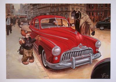Juanjo Guarnido Art Print -  Blacksad red car
