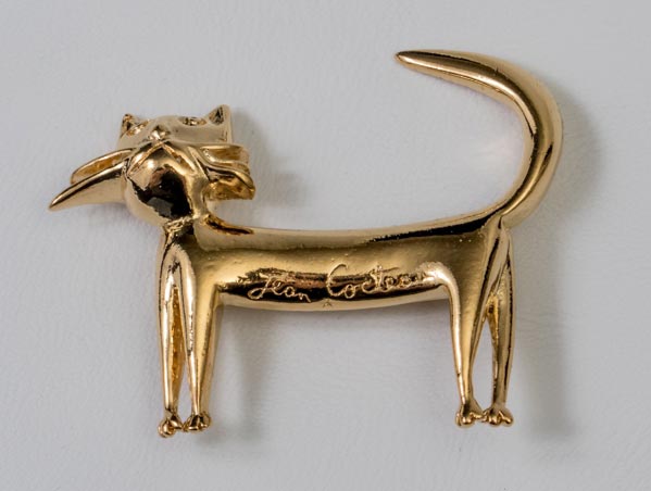 Jean Cocteau brooch : The cat (gold)