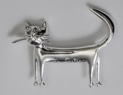 Broche Jean Cocteau : Le chat (argenté)
