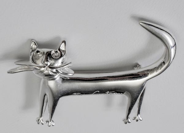 Spilla Jean Cocteau : Il Gatto (argentato)
