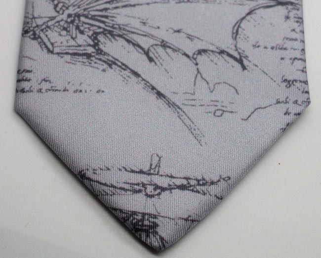 Silk tie - Leonardo Da Vinci - Codex (grey)