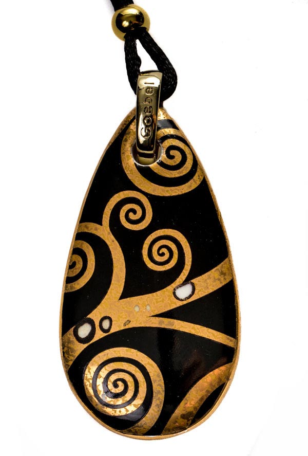 Pendentif en porcelaine Klimt : L'arbre de vie