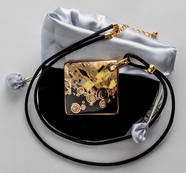 Colgante de porcelana Klimt : Adèle Bloch-Bauer (rombo)