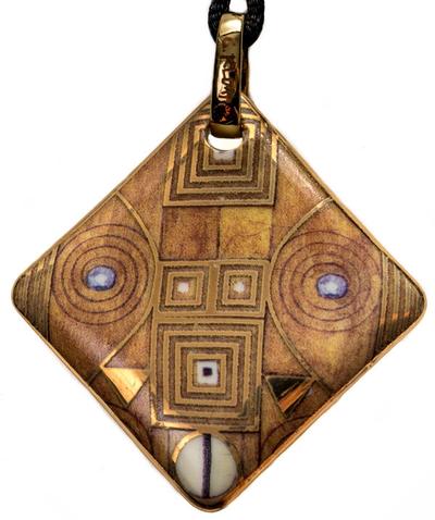 Pendentif en porcelaine Klimt : Frise Stoclet (losange)