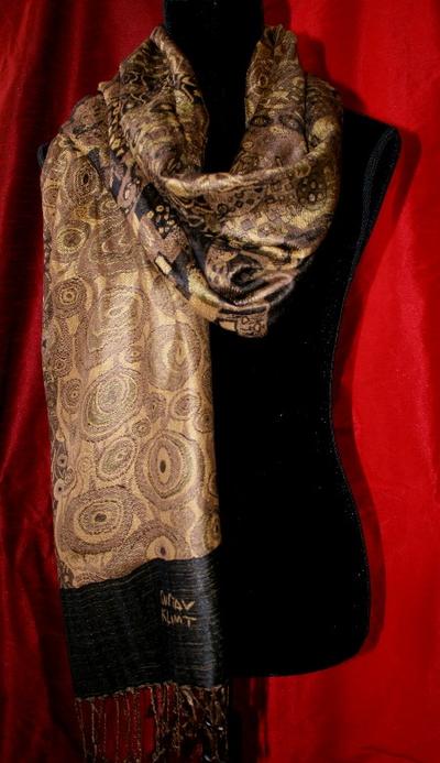 Silk woven stole - Gustav Klimt - Art Nouveau Gold