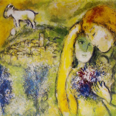 Marc Chagall Art Print - The lovers of Vence