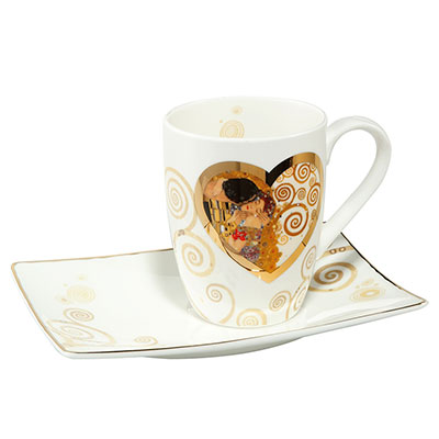 Gustav Klimt mug and saucer : Heart Kiss
