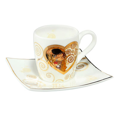 Gustav Klimt expresso cup and saucer : Heart Kiss
