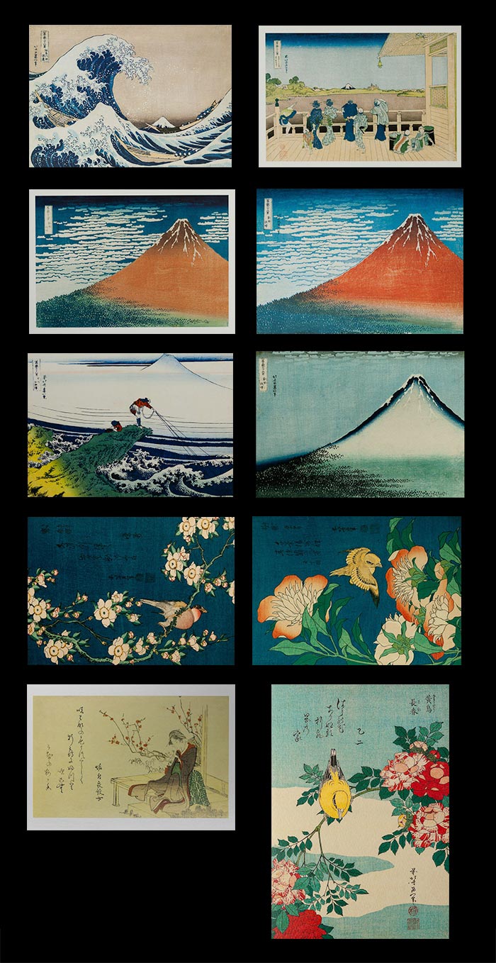 10 cartes postales Hokusai