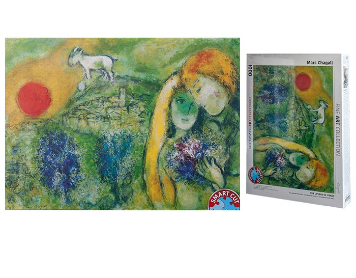 Rompecabezas Marc Chagall : Los enamorados de Vence. Puzzle 1000 piezas.  Eurographics