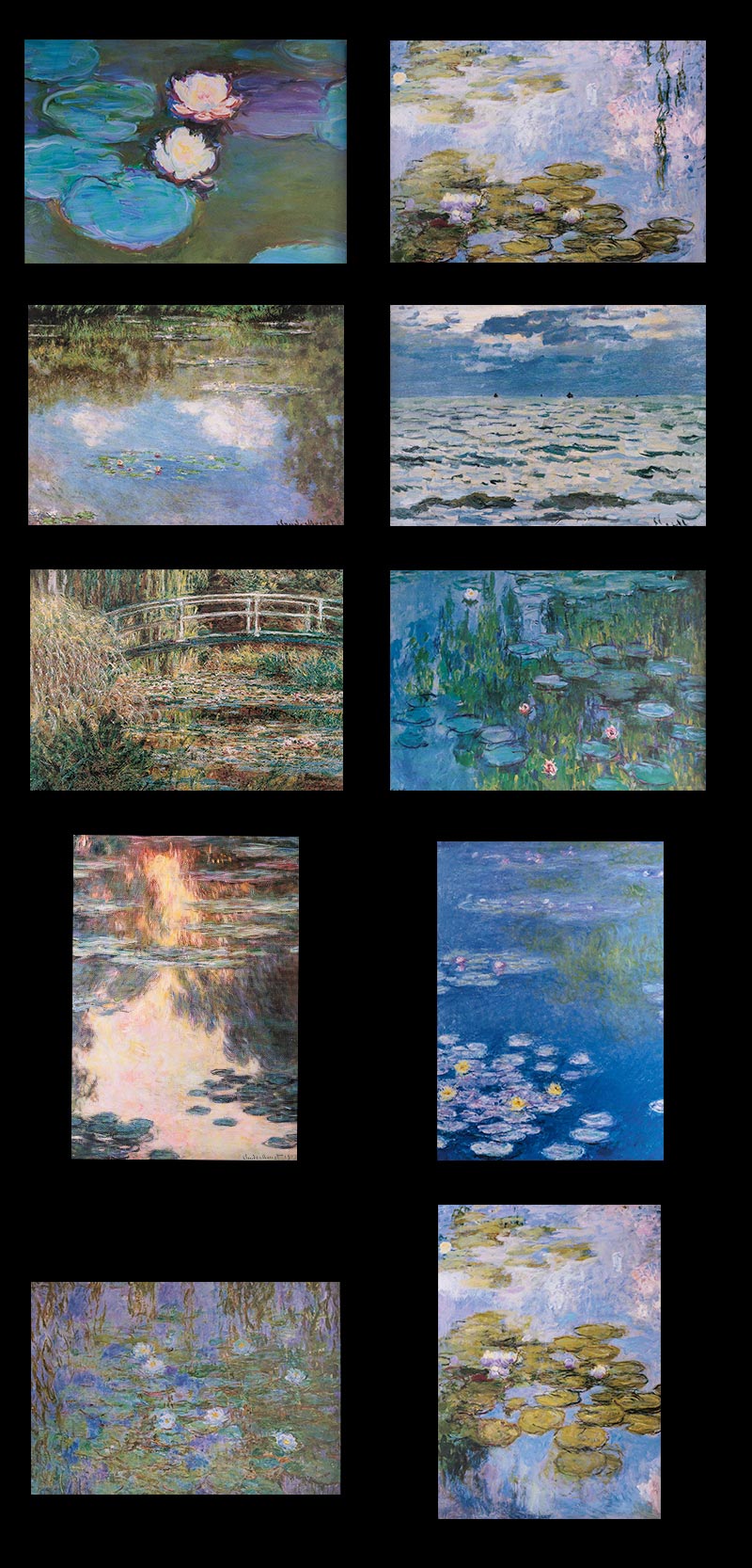 10 cartes postales Claude Monet