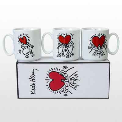 Set of 3 mugs Keith Haring : Heart & Dancers