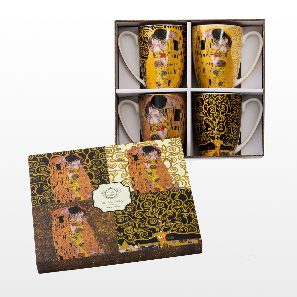 4 tazas Gustav Klimt (en una caja de regalo), detalle n°2