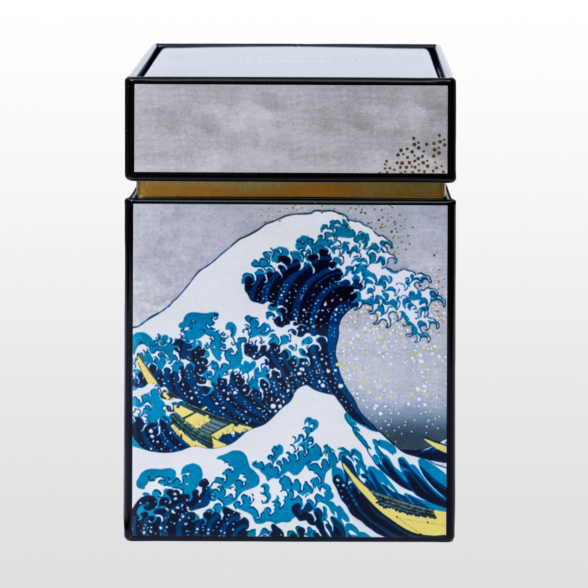 Caja de té Hokusai :  La gran ola de Kanagawa (detalle 1)