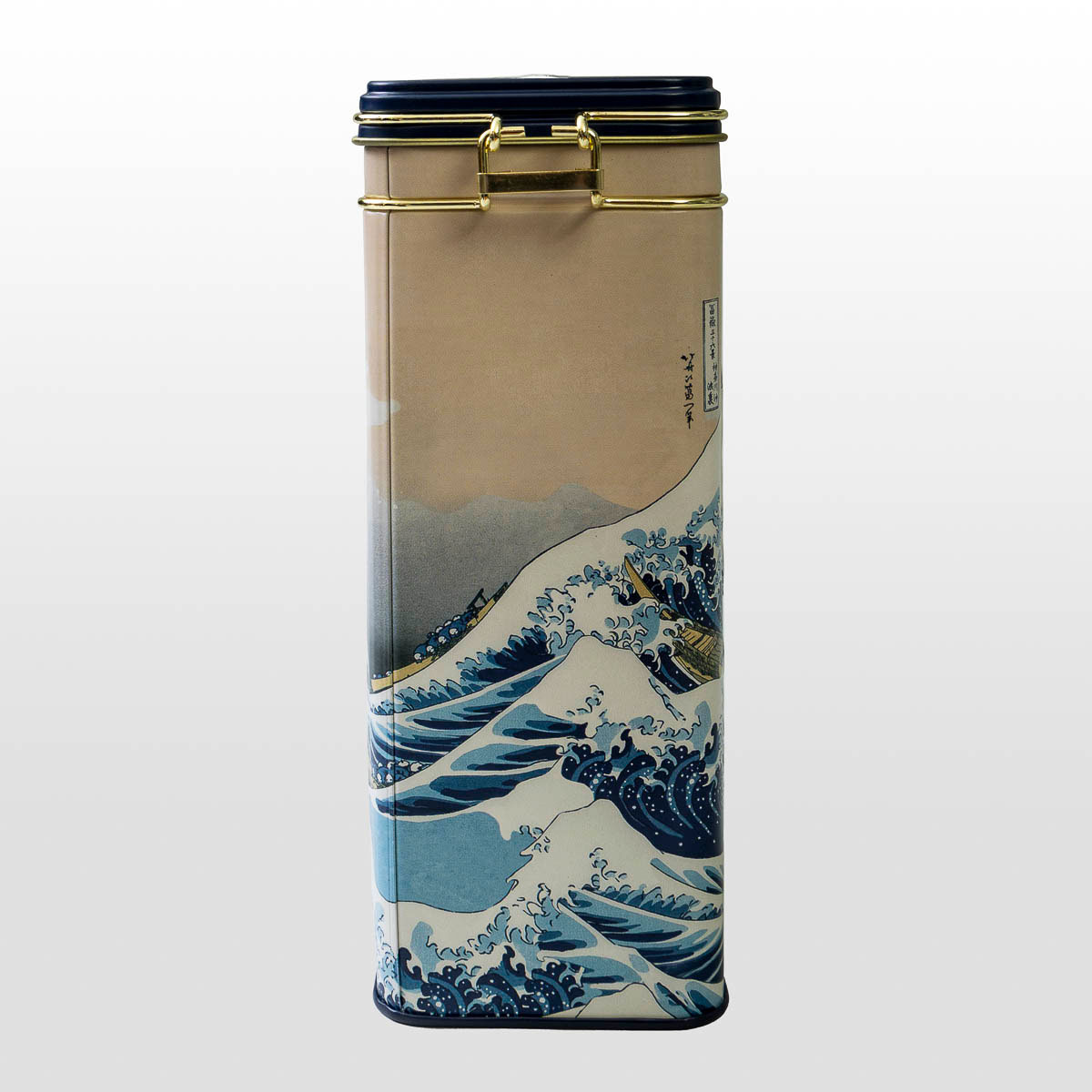 Caja de café Hokusai: La gran ola de Kanagawa (vista trasera)