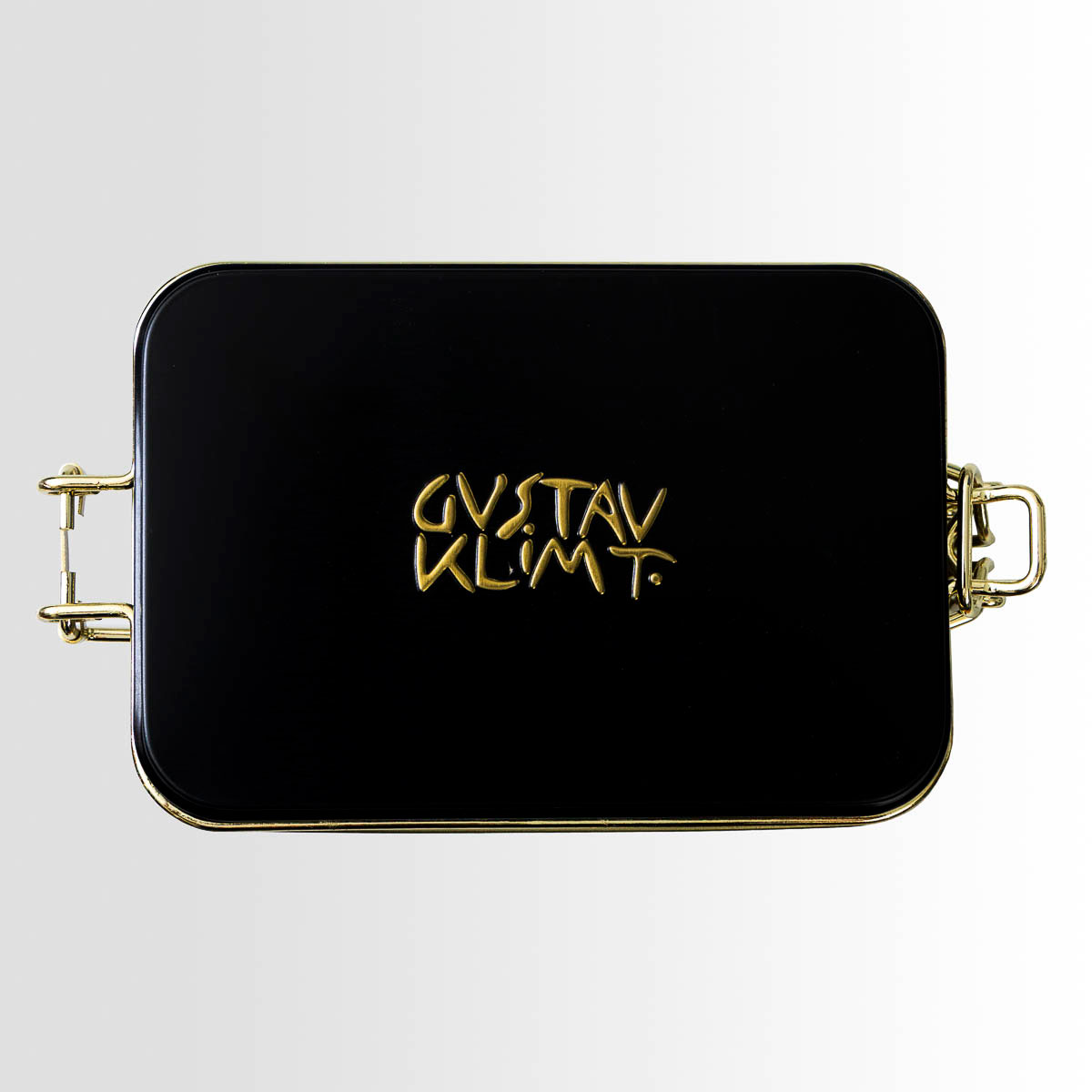 Gustav Klimt airtight coffee tin: The Kiss (top view)