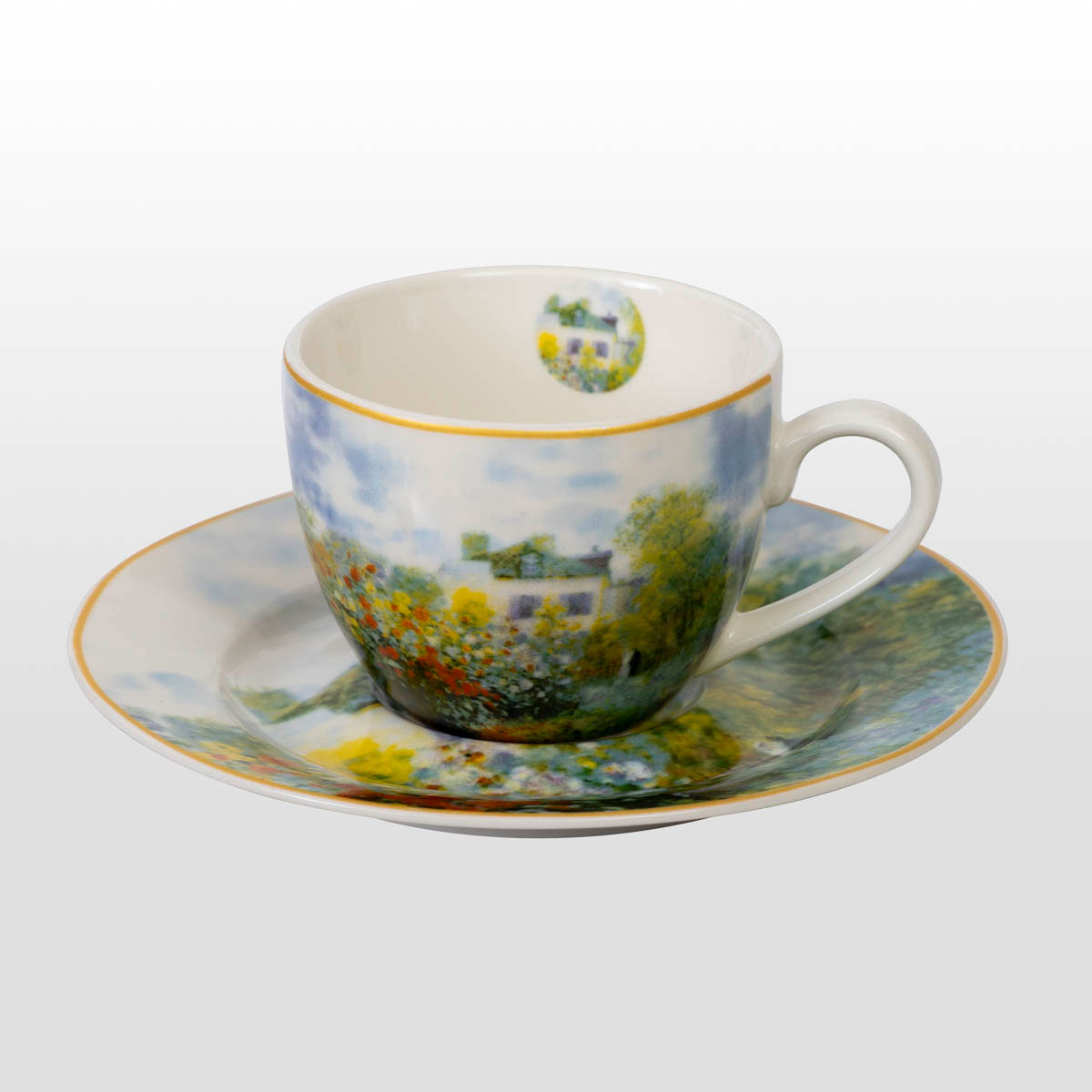 Set of 2 coffee or espresso cups after Claude Monet: The Artist's House (detail 2)