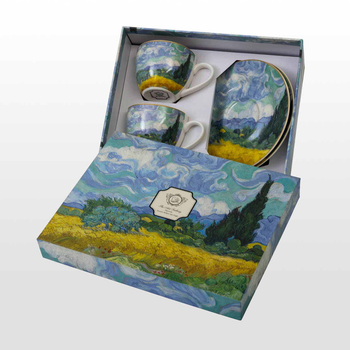 Duo de tasses à Café Expresso Vincent Van Gogh : Champs de blé (détail 1)