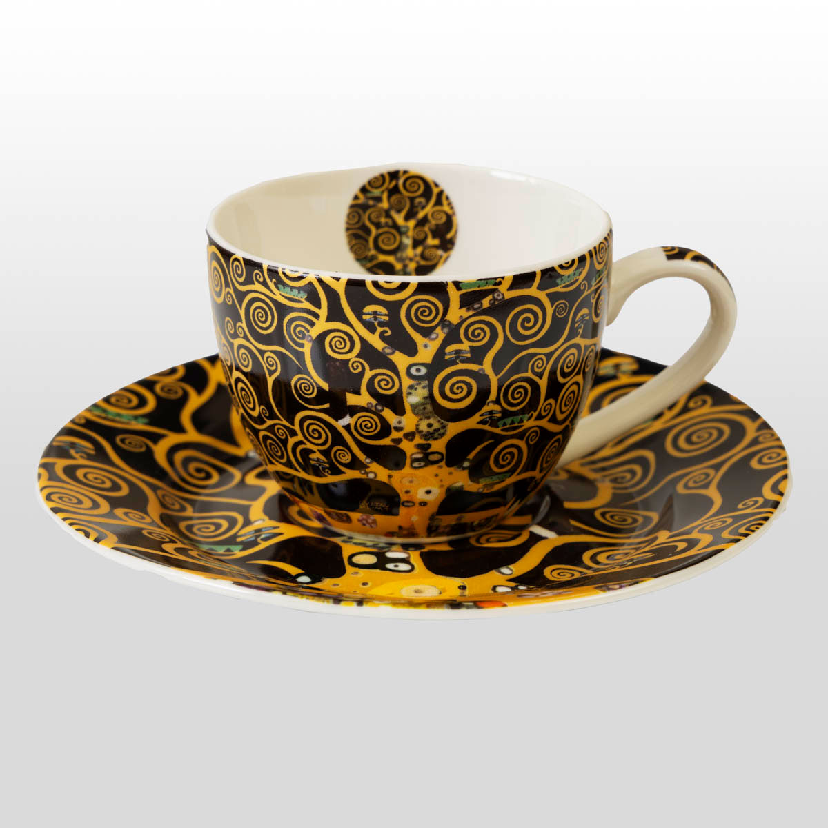 Duo of Espresso Cups Gustav Klimt: The Tree of Life (detail 2)