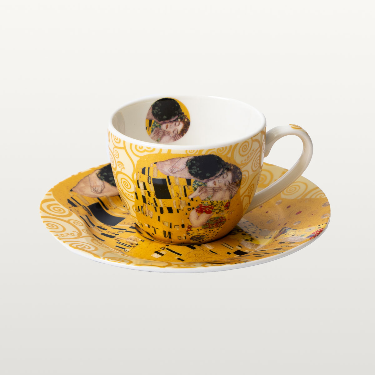 Set di 2 tazze Espresso Gustav Klimt : Il Bacio (sullo sfondo dell'Albero della Vita, Chiaro) (dettaglio 2)