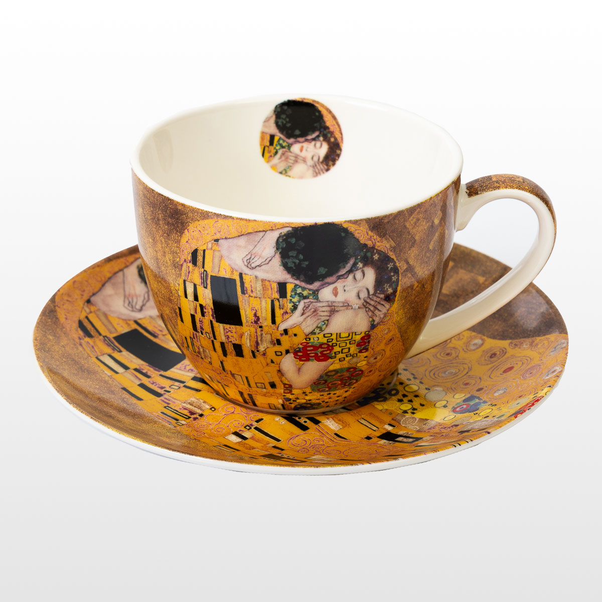 Gustav Klimt set of 2 Tea cups and saucers : The kiss (detail 2)