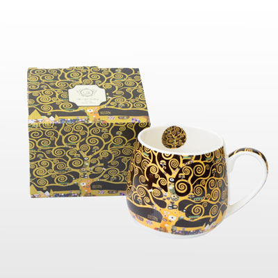 Mug snuggle en porcelaine de Gustav Klimt : L'Arbre de vie (noir)