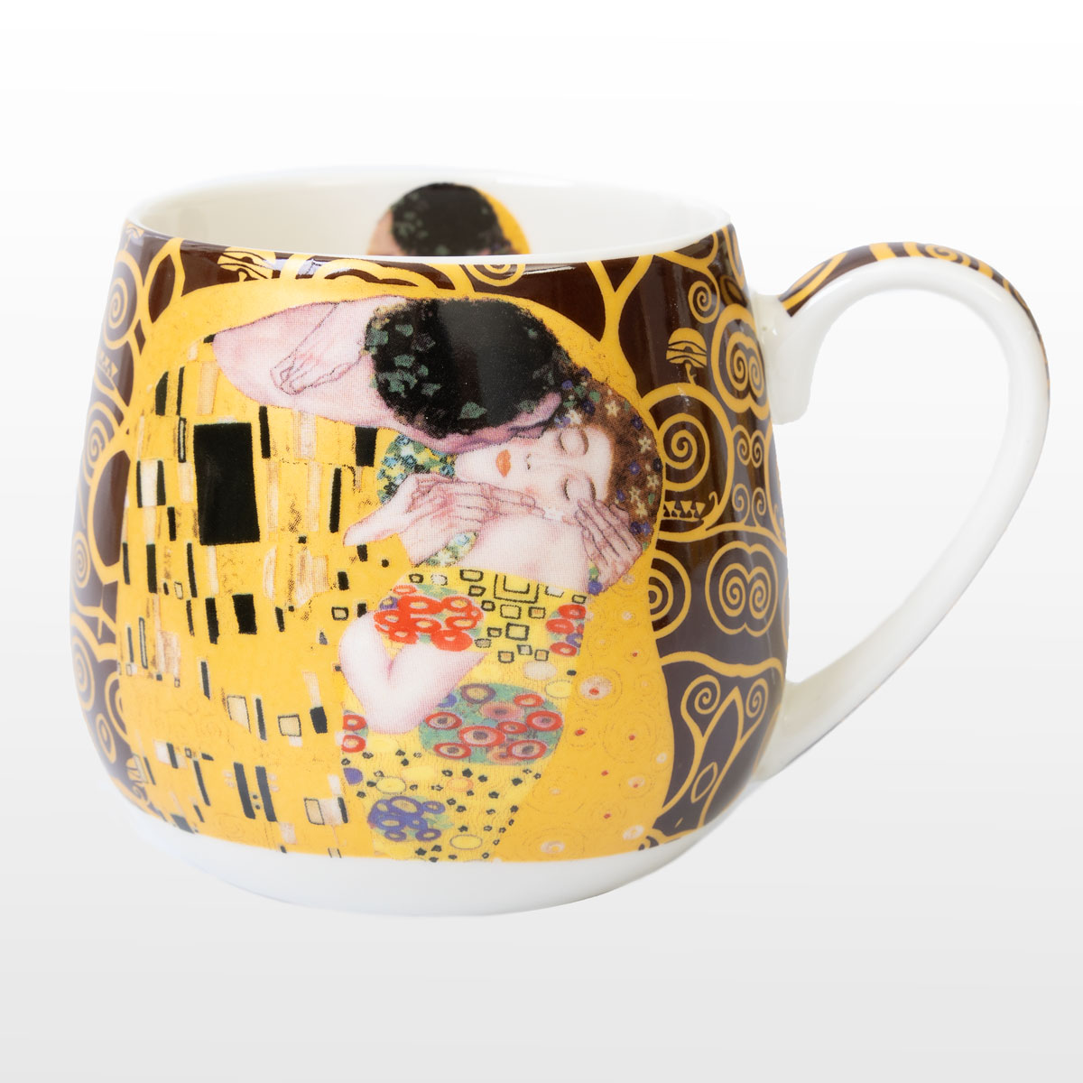 Gustav Klimt Mug snuggle : The Kiss (on Tree of Life background, Dark) (detail 1)