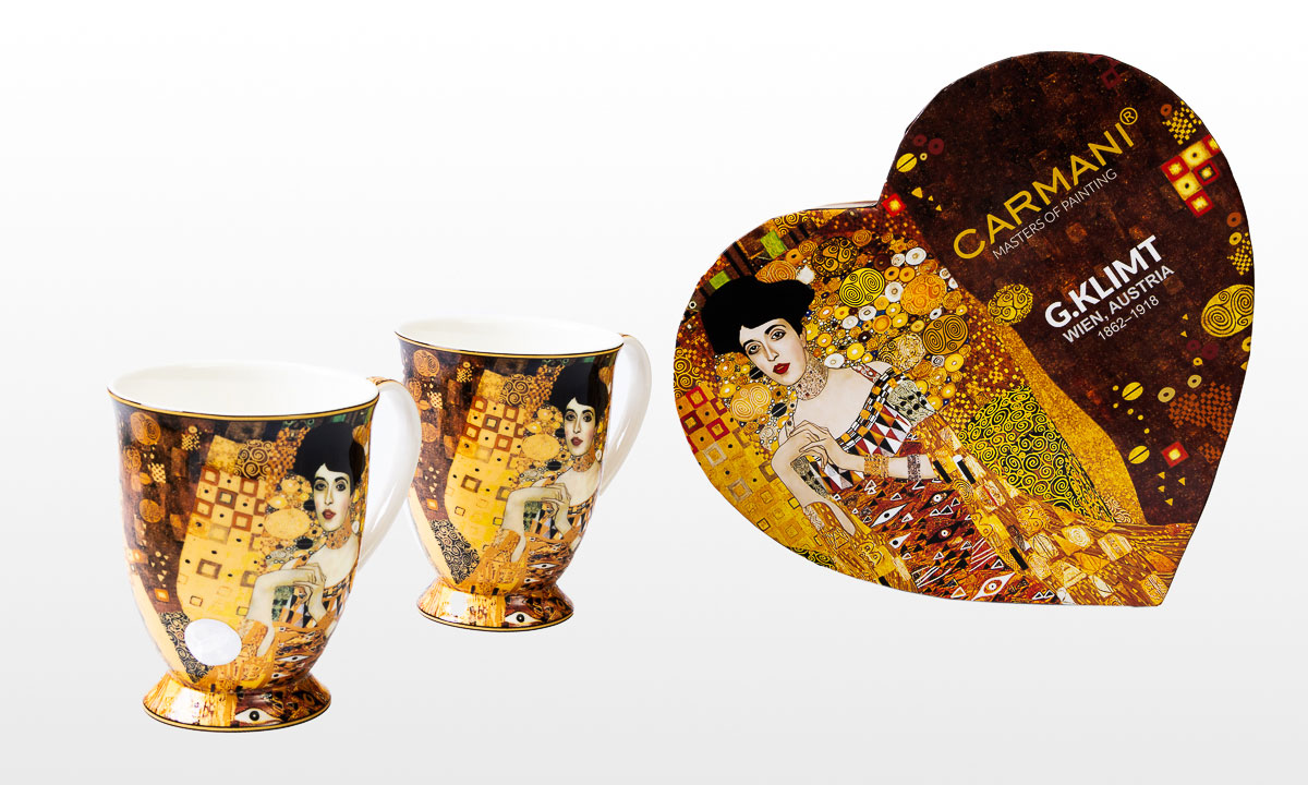 Duo de mugs Gustav Klimt : Adèle Bloch (boîte coeur Carmani), détail n°2