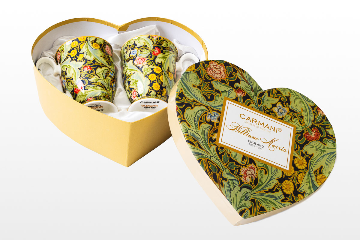 Dúo de tazas William Morris (caja corazón Carmani), detalle n°1