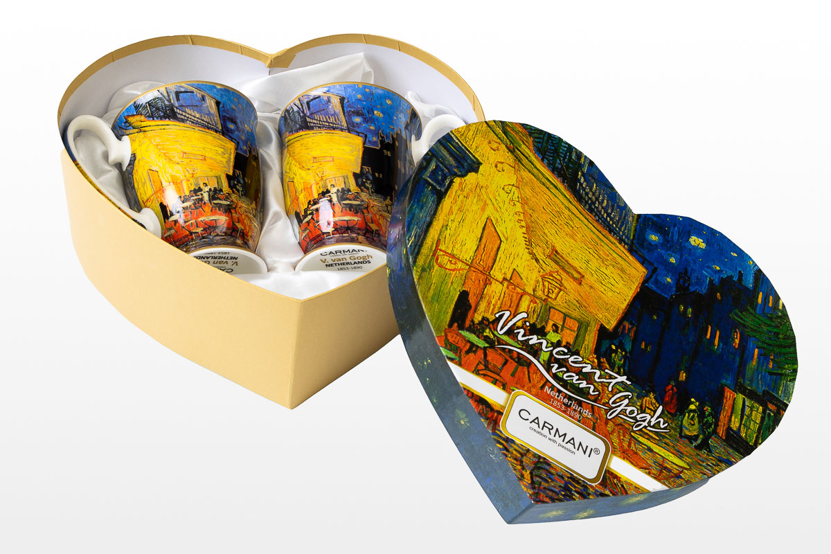 Duo di tazze Vincent Van Gogh : Terrazza del caffè di notte (scatola cuore Carmani), dettaglio n°1