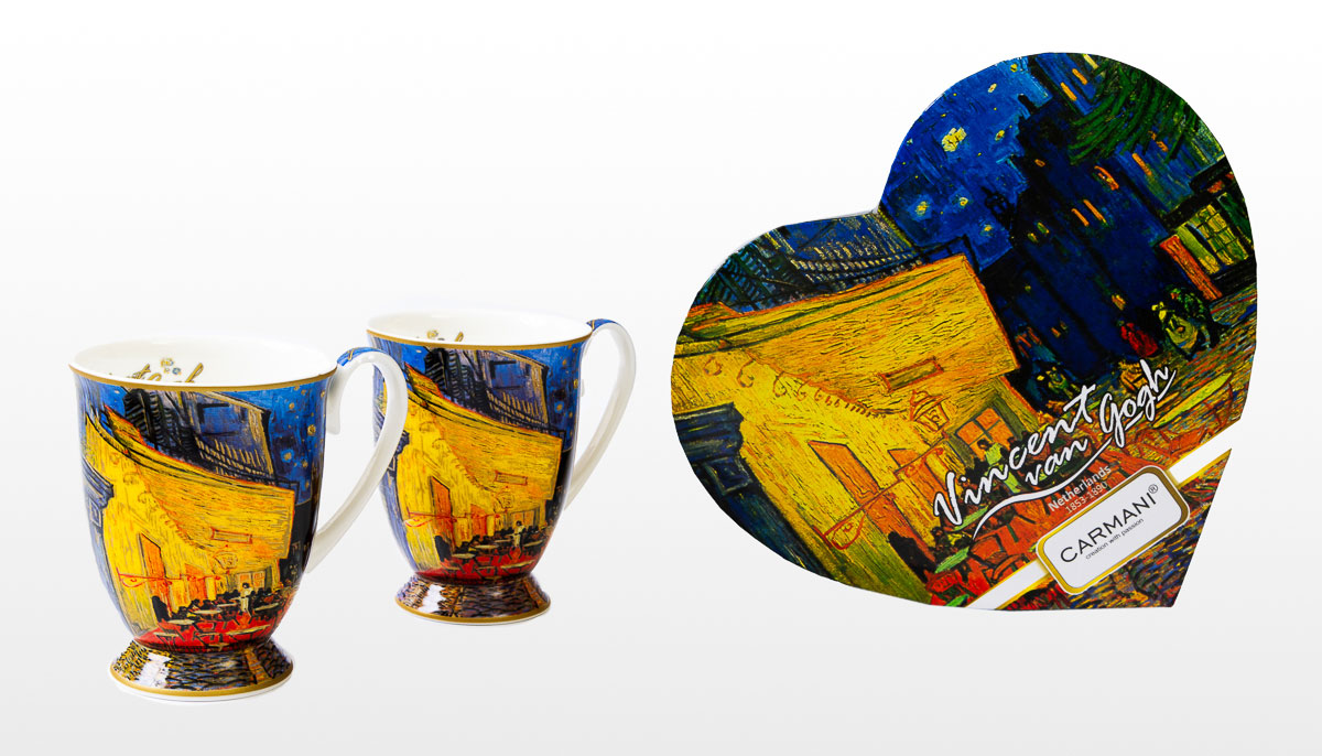Duo di tazze Vincent Van Gogh : Terrazza del caffè di notte (scatola cuore Carmani), dettaglio n°2